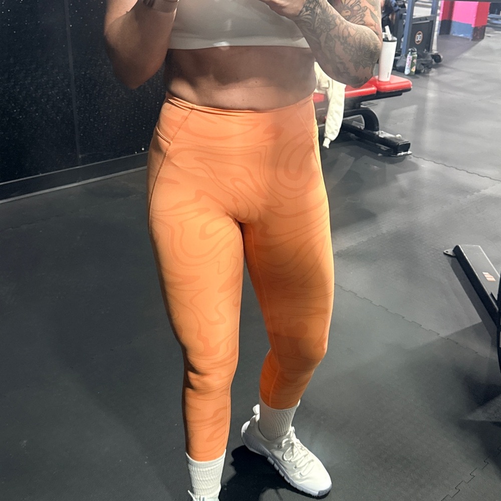 Vibrant Orange Patterned Leggings Paragon
